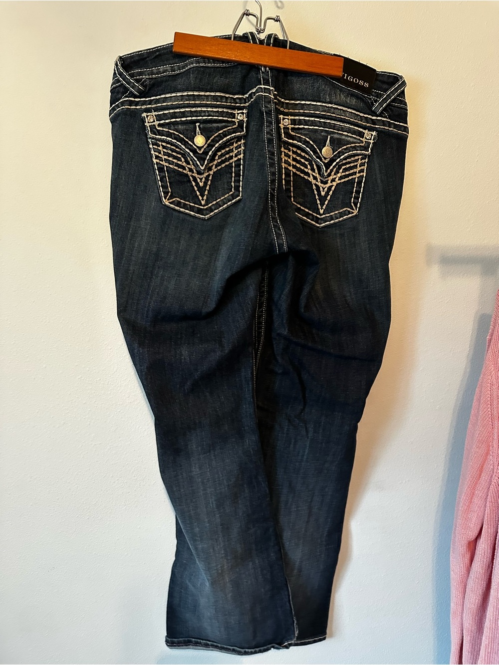 Vigoss The New York Flap Pocket Jeans Bold Stitch Dark Wash 18 33 EUC - Picture 4 of 7